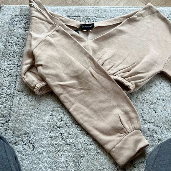 NWT Crop Off Shoulder Sweater - Sand - Picture 2 of 4